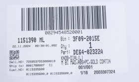 Samsung Control Knob - De64-02322a Knob-dial(l):m Bi Mwo Abs+pc Gold Coating