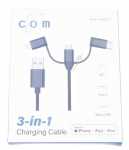 Compatible Usb-connector - Usb-a 3-in-1 Ladekabel Auf Usb-c Micro Usb Und Lightning – Mfi- 1m