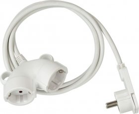 Brennenstuhl Power Supply Cable - 1161820223 Quality Plastic Extension Cable 3m H05vv-f 3g1,5 White With Double Socket + Flat Plug