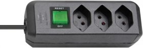 Brennenstuhl Three-way Plug Adaptor - Eco-line Steckdosenleiste Mit Schalter 3-fach Schwarz 2m *ch*