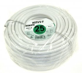 Cooker Connection Cable - 3 G 1,5 Mm² Blanc 25 M