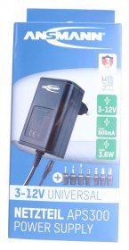 Ansmann Switch Power Supply - Aps 300 1201-0021 Plug-in Power Supply Universal 3-12vdc Incl 7 Misc Connector Types