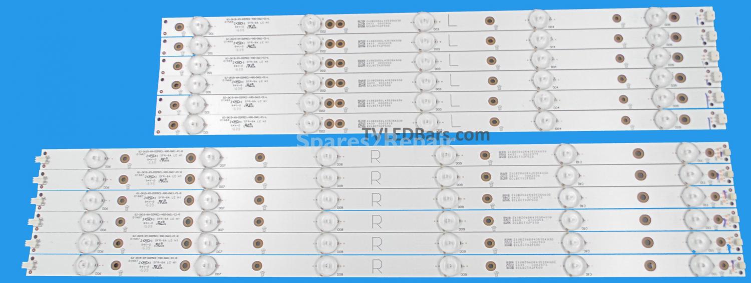 Barz LED Backlight Array Philips 49PUT4900/12 49" TPT490U2 TPT490F2 GJ-2K16-490-D611-P2-R + L 12pcs