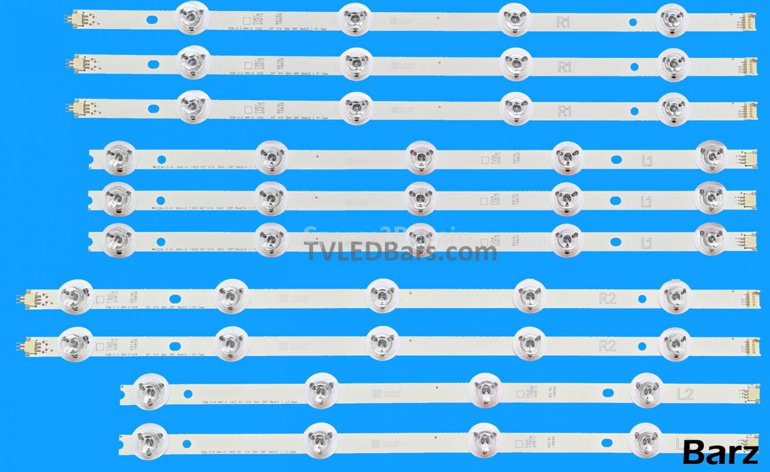 Barz LED Backlight Array LG 42" LC420DUH (PG) (F1) (F2) 6916L-1682A 1683A 1684A 1685A 42" V14 Slim DRT 10pcs