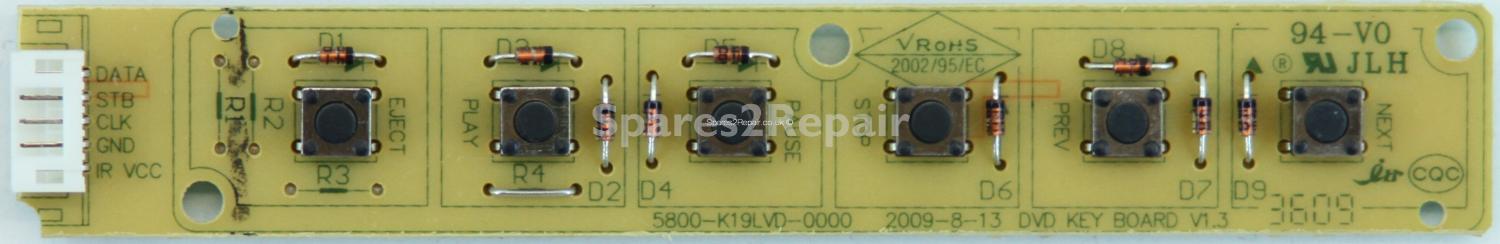 Kenmark 19LVD45D2 - DVD Buttons - 5800-K19LVD-0000 - DVD KEY BOARD V1.3