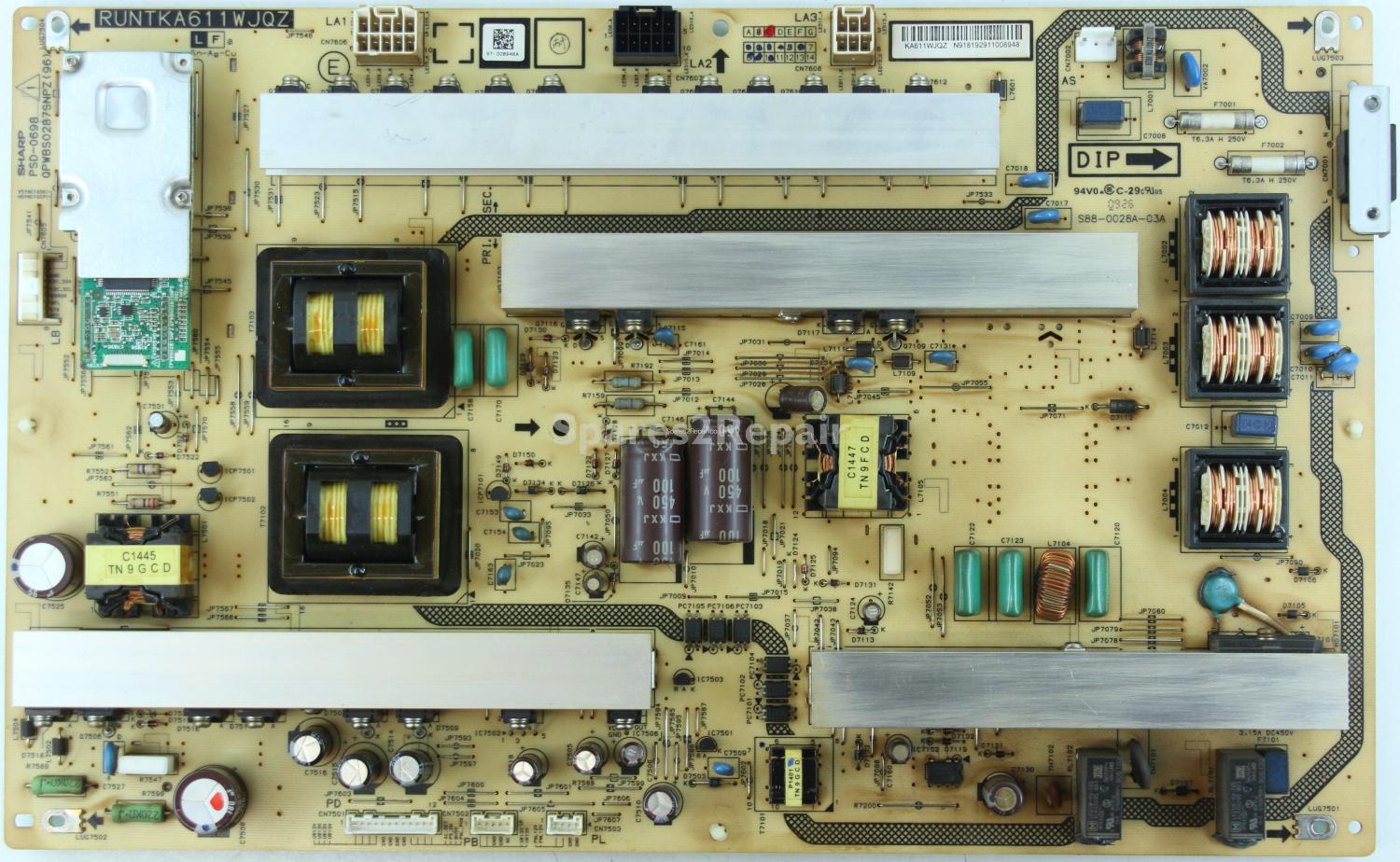 Sharp LC-46LE600E - Power Supply - RUNTKA611WJQZ - KA611WJQZ - QPWBS0287SNPZ(96) - PSD-0698 - S88-0028A-03A
