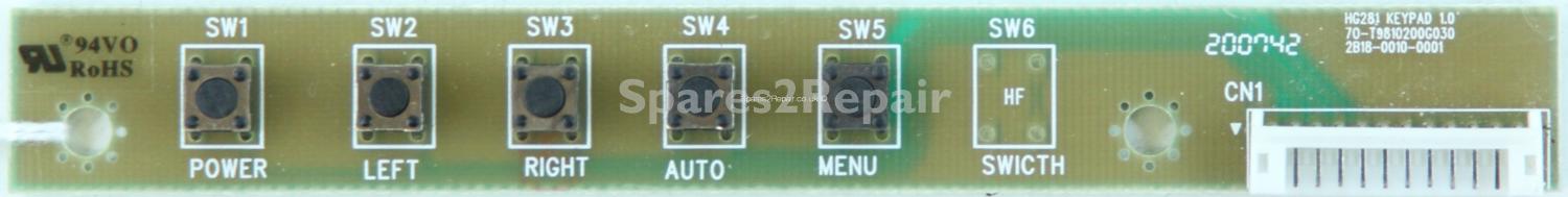 Viewsonic VX2835WM - Buttons - 70-T9810200G030 - 2B18-0010-0001 - HG281 KEYPAD 1.0